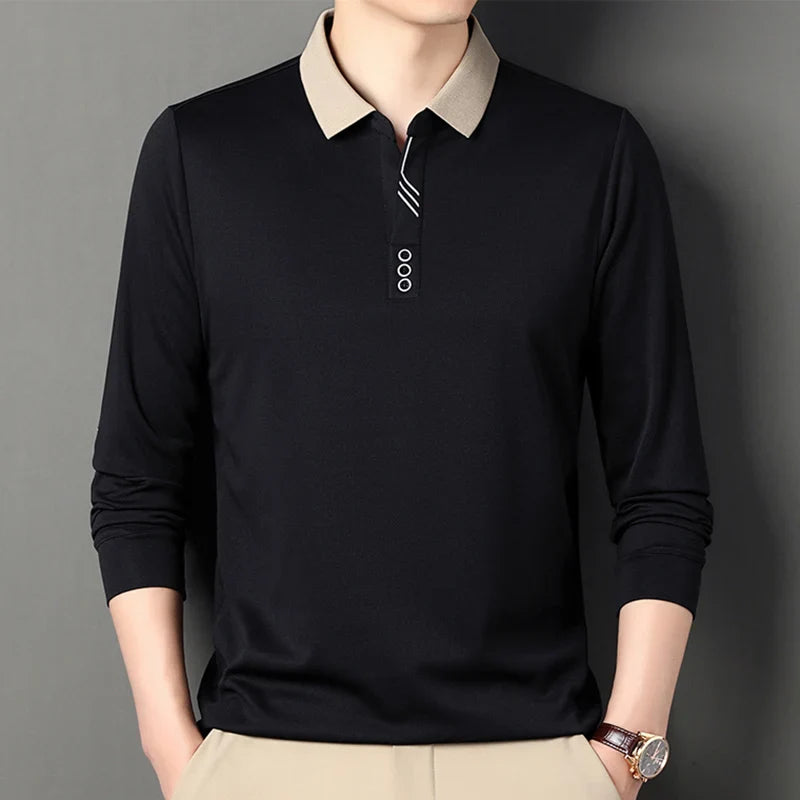 RUBYRU Men's Waffle Knit Pullover T-Shirt | Contrast Color Spring/Autumn