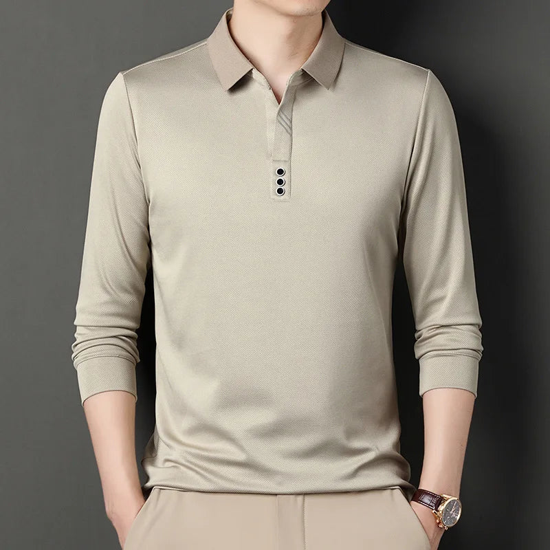 RUBYRU Men's Waffle Knit Pullover T-Shirt | Contrast Color Spring/Autumn