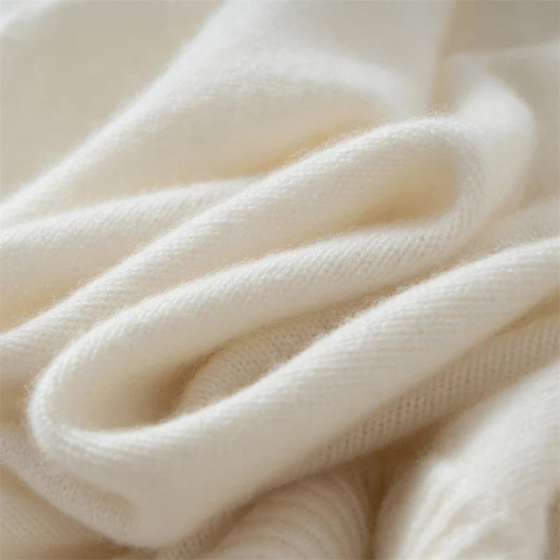 RUBYRU Men's 100% Cashmere Zipper T-shirt| Warm Stand-Up Collar