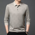 RUBYRU Men's Solid Long Sleeve Polo T-Shirt