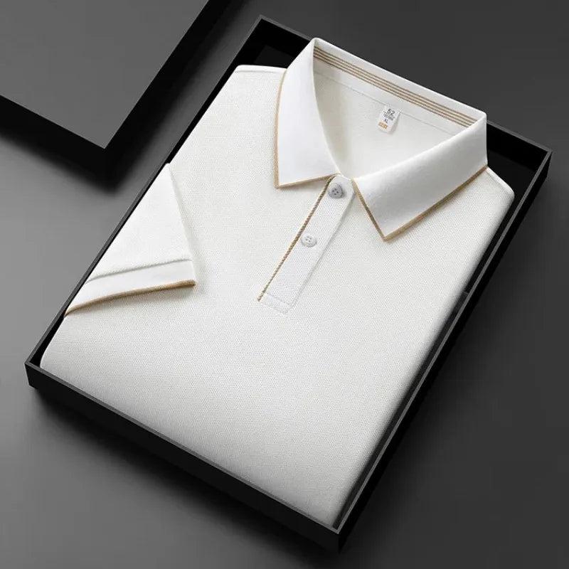 RUBYRU Men's Solid Short Sleeve Polo T-Shirt