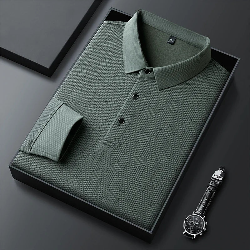 RUBYRU Men's Long Sleeve Polo T-Shirt