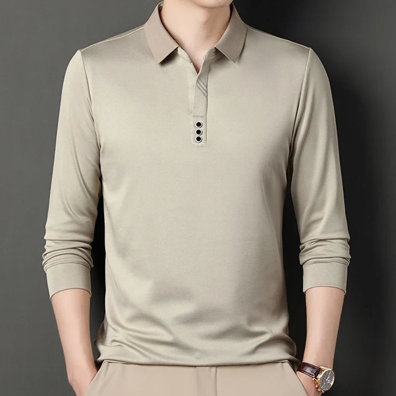 RUBYRU Men's Waffle Knit Pullover T-Shirt | Contrast Color Spring/Autumn