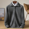 RUBYRU Men's 100% Merino Wool Zipper Cardigan | Warm Winter Knit Jacket
