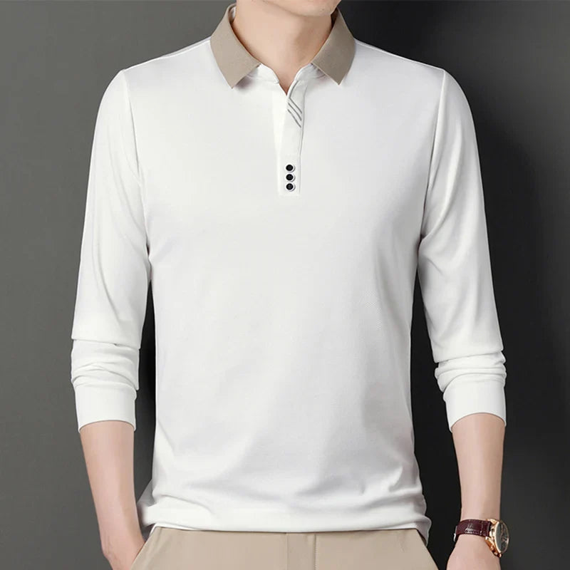 RUBYRU Men's Waffle Knit Pullover T-Shirt | Contrast Color Spring/Autumn