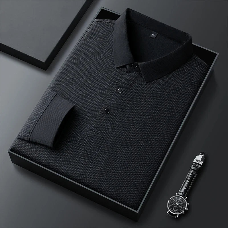 RUBYRU Men's Long Sleeve Polo T-Shirt